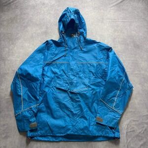 MEC Mountain Equipment Co-op Womens Blue Anorak Rain Jacket Hooded Large Canada